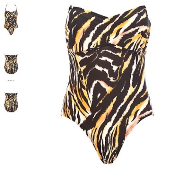 SALE! NWT Charlotte Russe Tiger Print One-Piece Swimsuit - Small - Picture 2 of 4